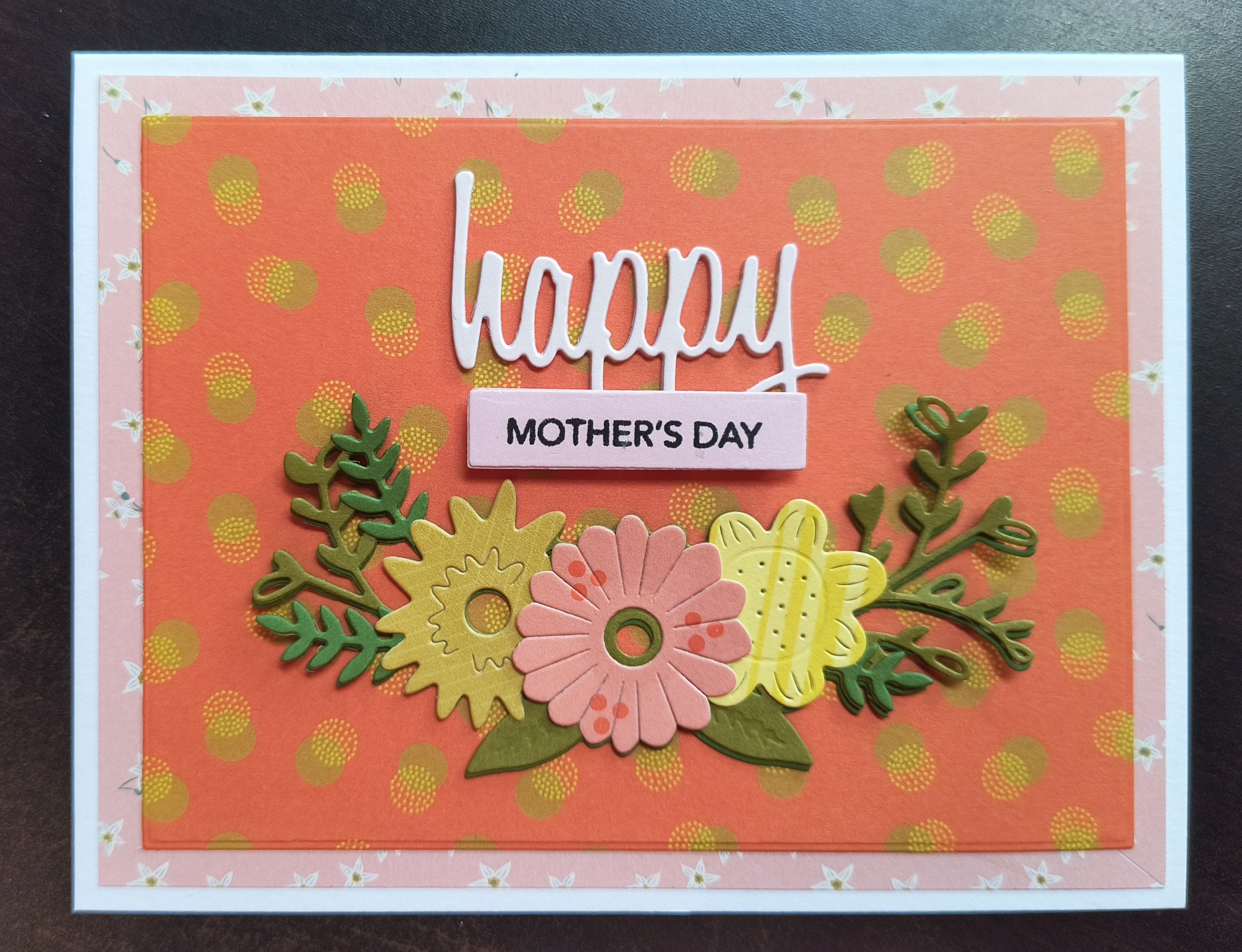 Happy Mother's Day card with coral background
